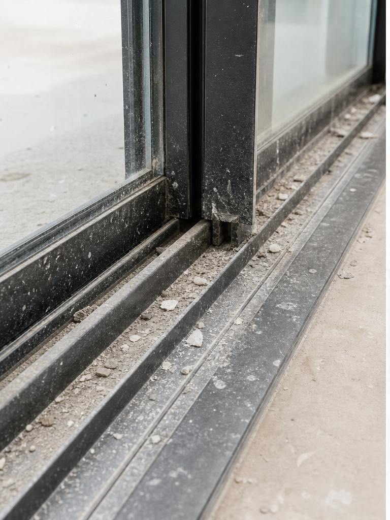 Window tracks before cleaning