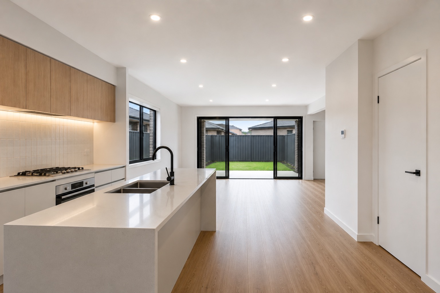 Modern suburban Box Hill NSW duplex builders clean