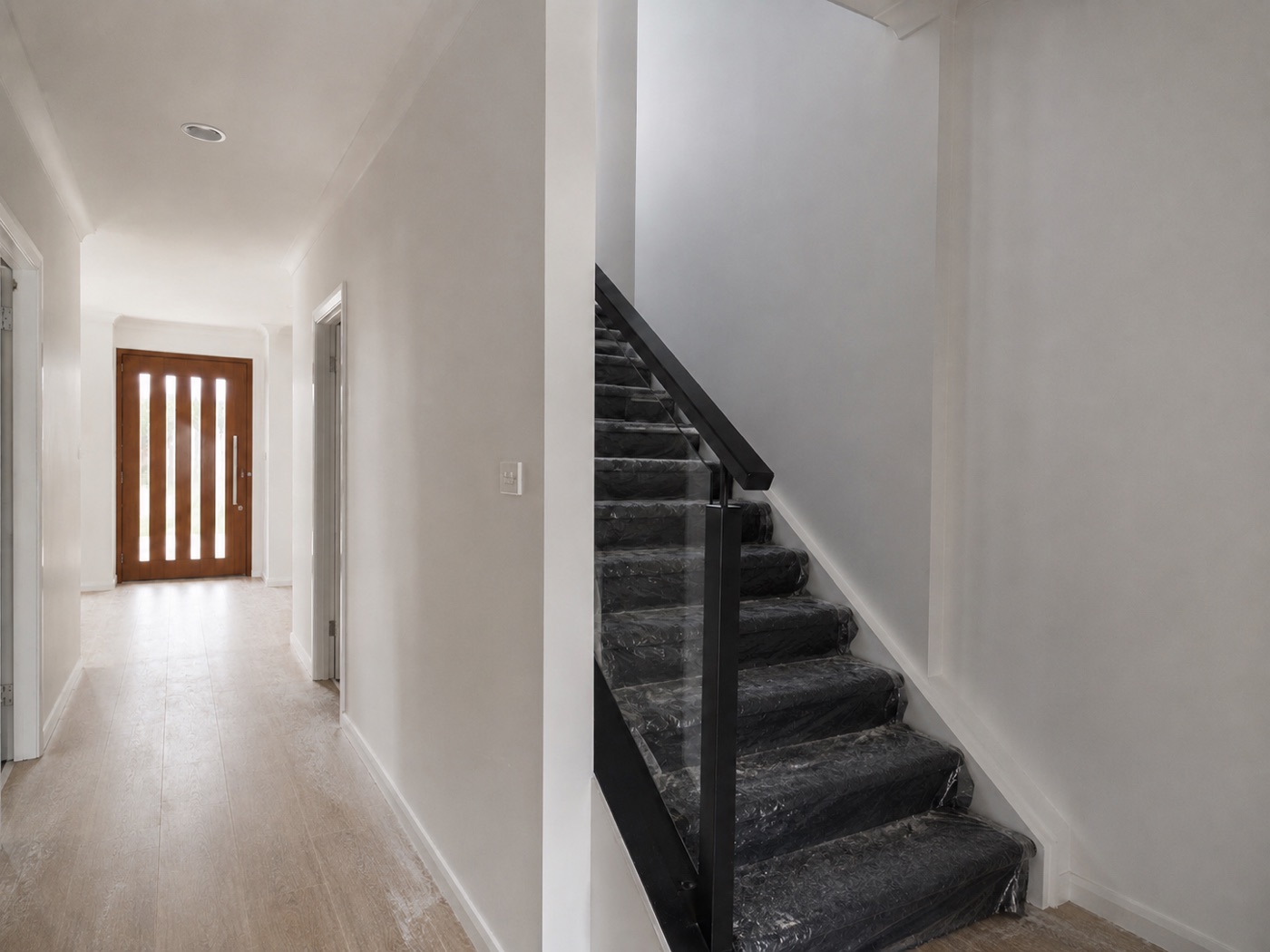 Hallway and stairs before the Parramatta handover clean