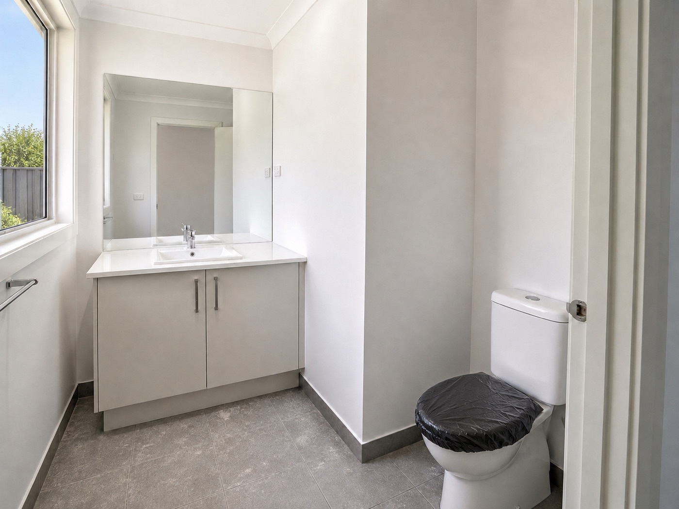 Powder room before the Parramatta handover clean