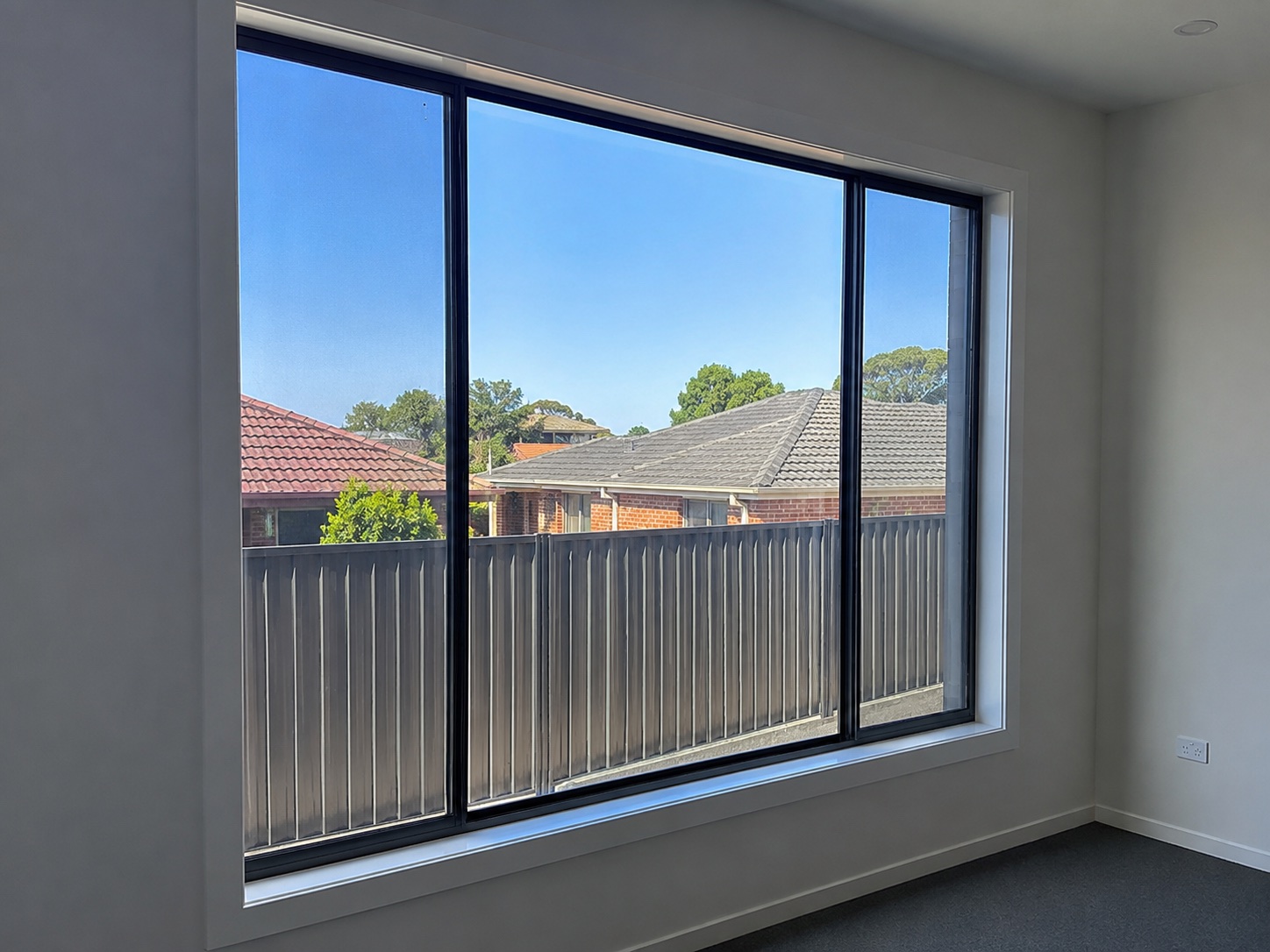 Clear internal window glass after detailed construction cleaning
